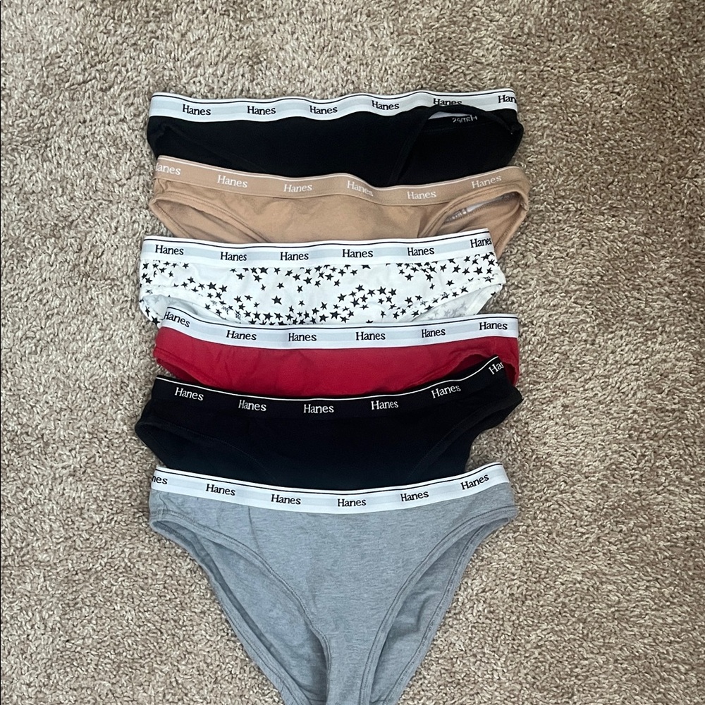 Hanes Women's Briefs in Black, Tan, Red, and Gray - 6 Pack